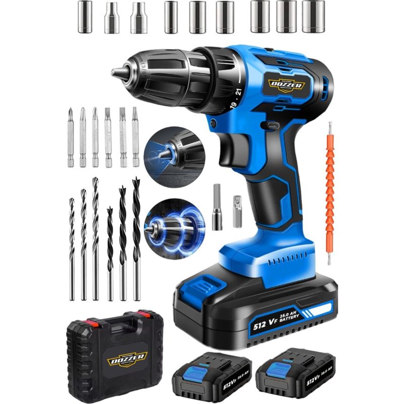 Dozzer Alman Wolf 512VF 25 Ah Titan Motor 27 Parça Setli 2 Akülü Vidalama Matkap